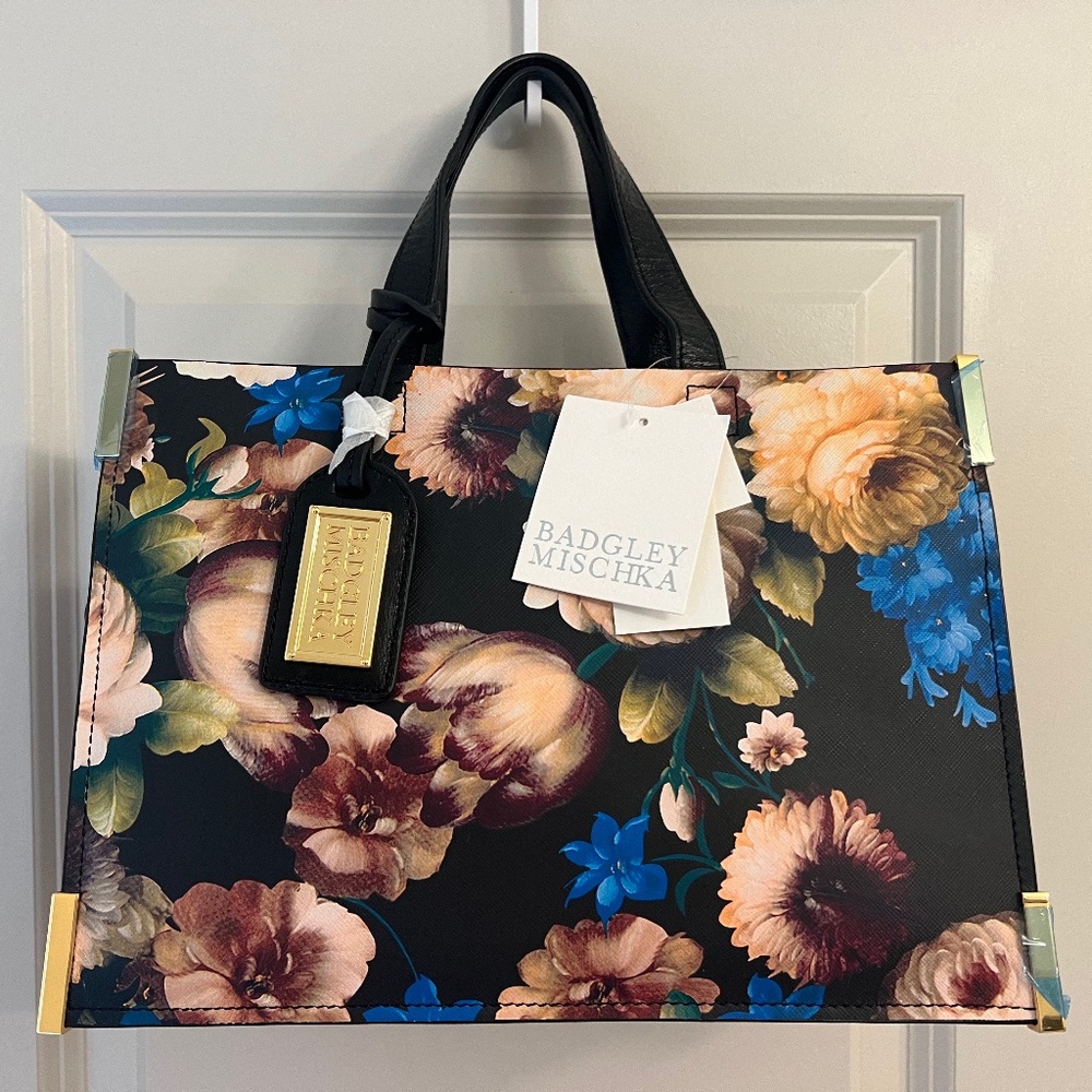 Badgley Mischka Joelle Floral Saffiano Leather Handbag Crossbody NWT